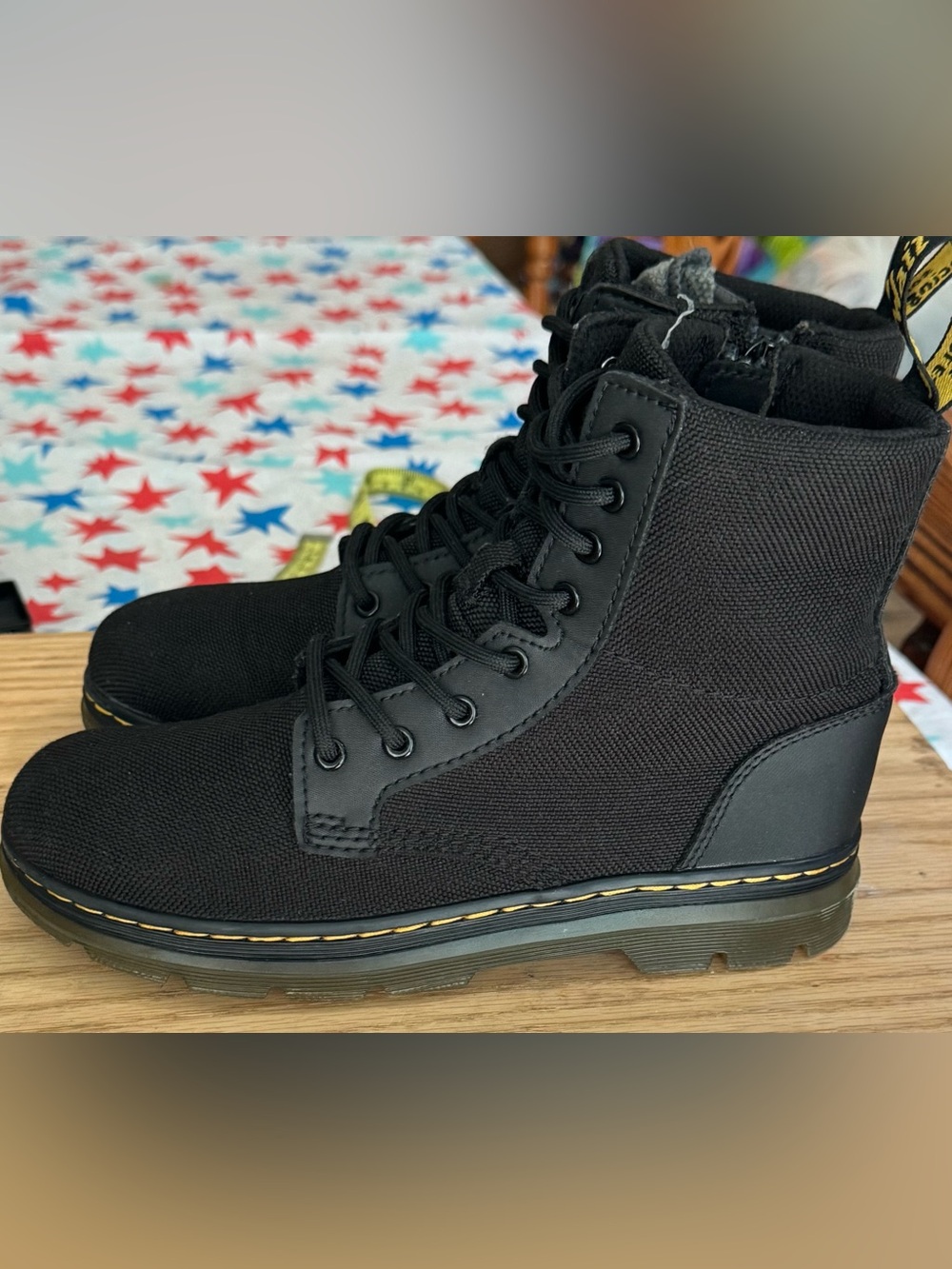 Dr. Martens Black Canvas Lace-Up Combat Boots size 2 youth
